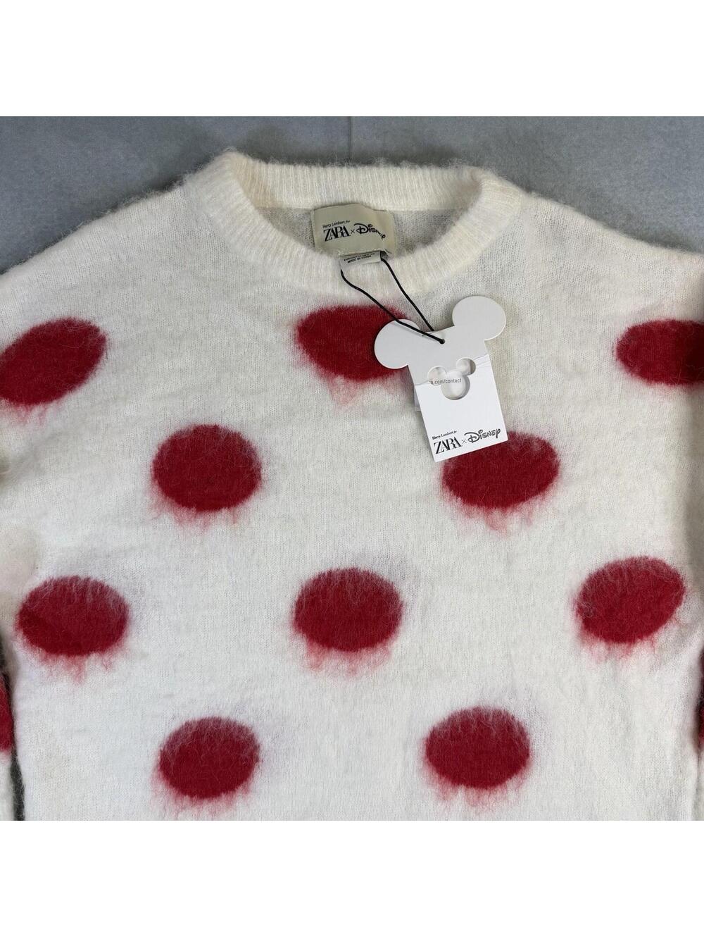 Zara x Disney x Harry Lambert Polka Dot Sweater Mens Medium Cream Alpaca Fuzzy - Picture 2 of 8